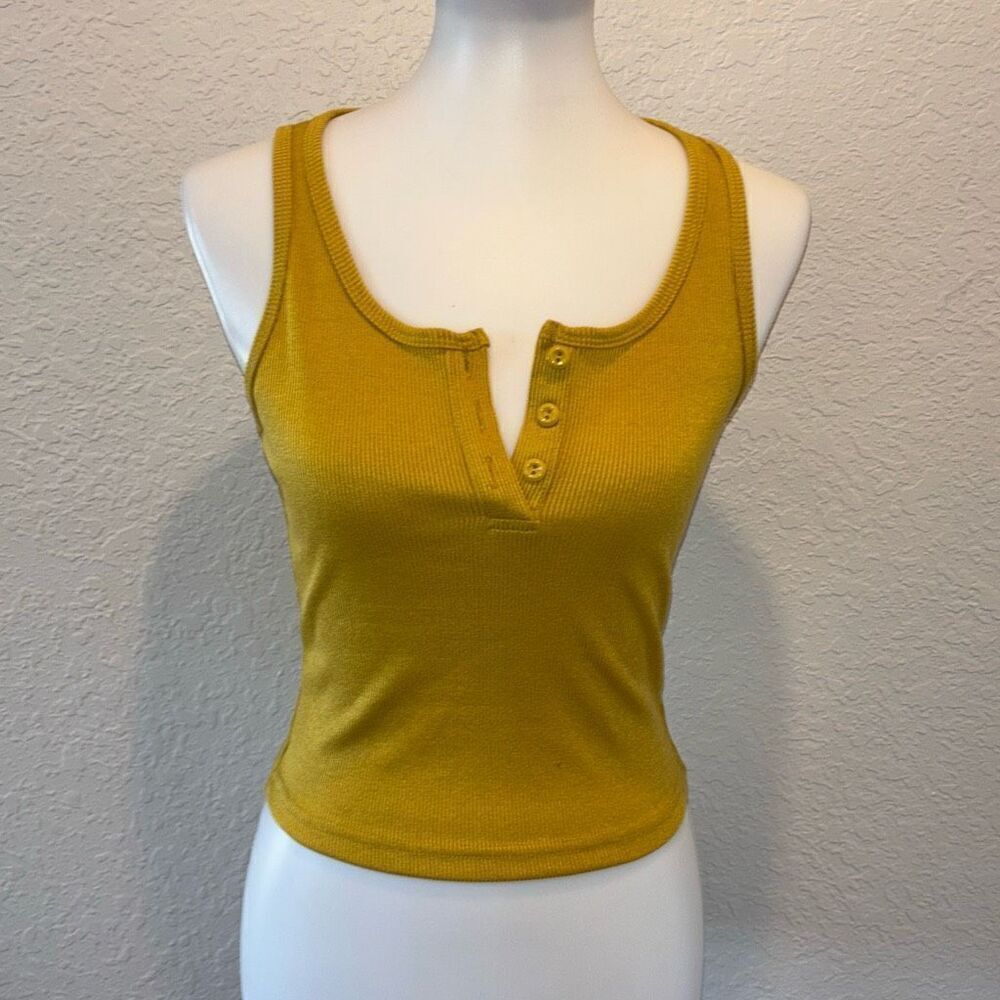 NWT Cider ribbed 3 button tank top XS classic ginger
